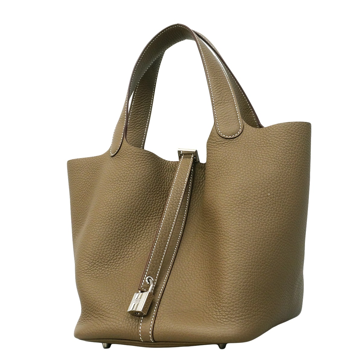★SALE【6fb2944】エルメス ハンドバッグ ピコタンロックMM トリヨンクレマンス エトゥープ シルバー金具 K刻印【中古】レディース