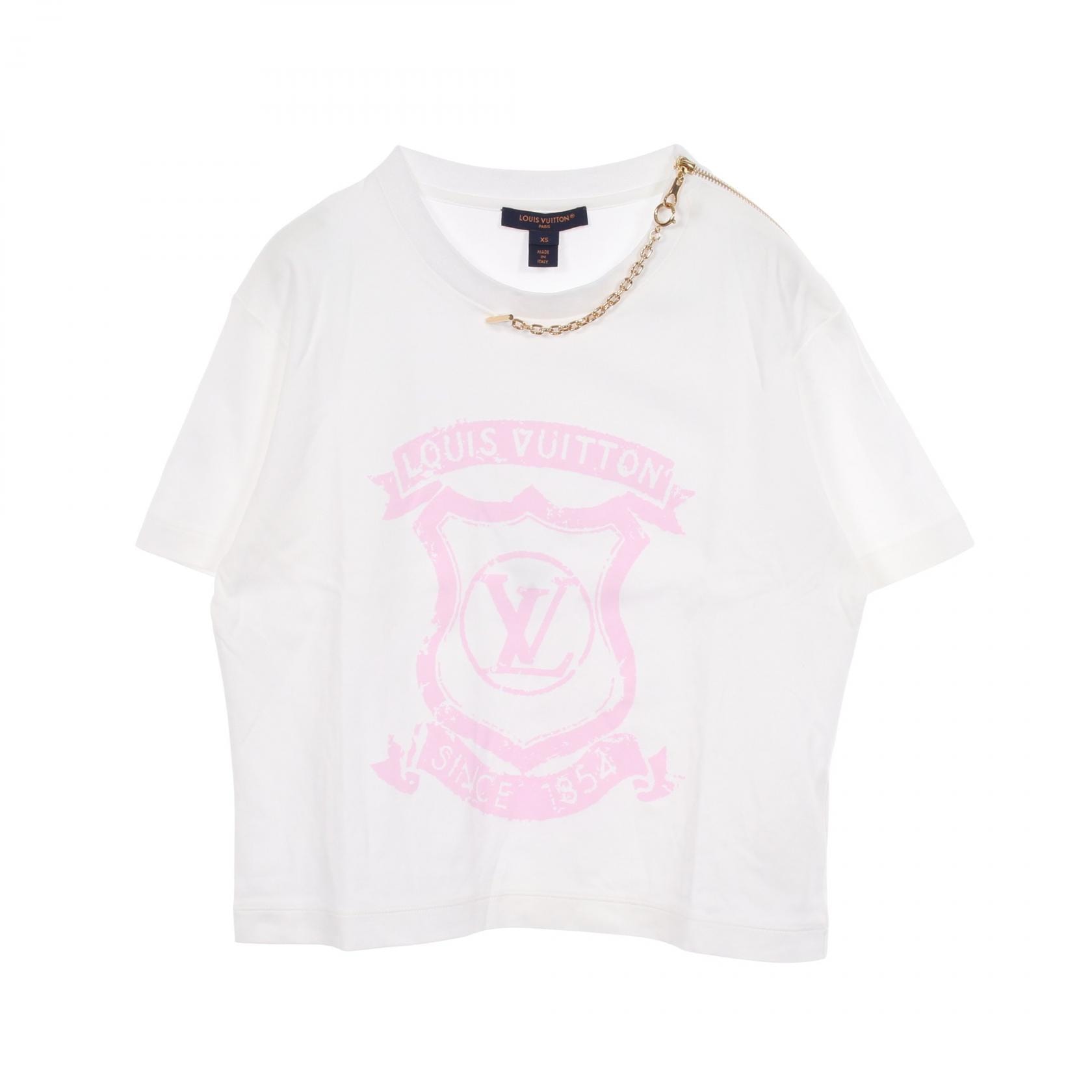 ルイ・ヴィトン LOUIS VUITTON LV シグネチャー ジッパー ディテール 半袖Tシャツ 衣料品 トップス コットン レディース ホワイト系 RW252WW UOL FTTS56 【中古】