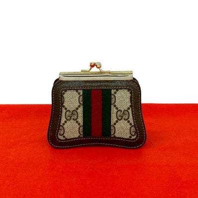 GUCCI グッチ シェリーライン GG ロゴ 柄 レザー PVC コインケース ブラウン
74842