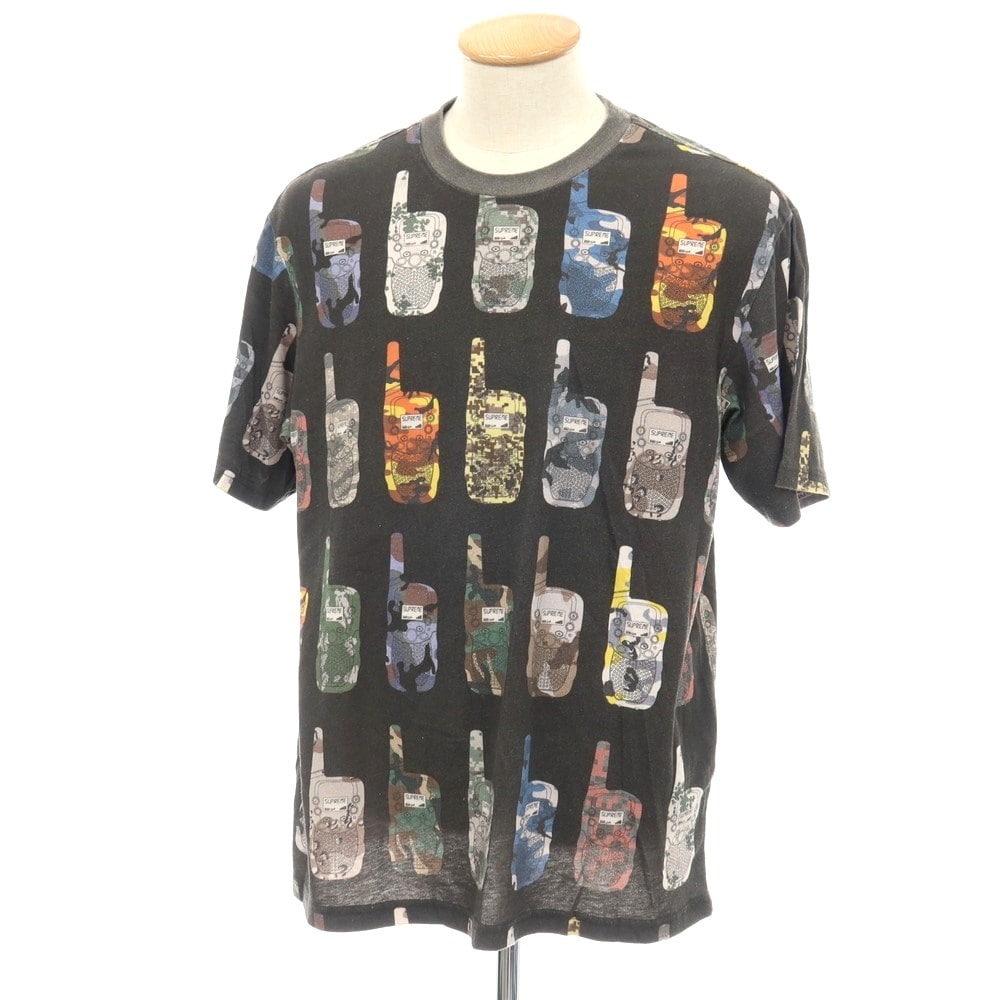【中古】シュプリーム Supreme 2023年秋冬 Walkie Talkie S/S Top トランシーバー プリント 半袖Tシャツ ブラックxマルチカラー【サイズS】【メンズ】