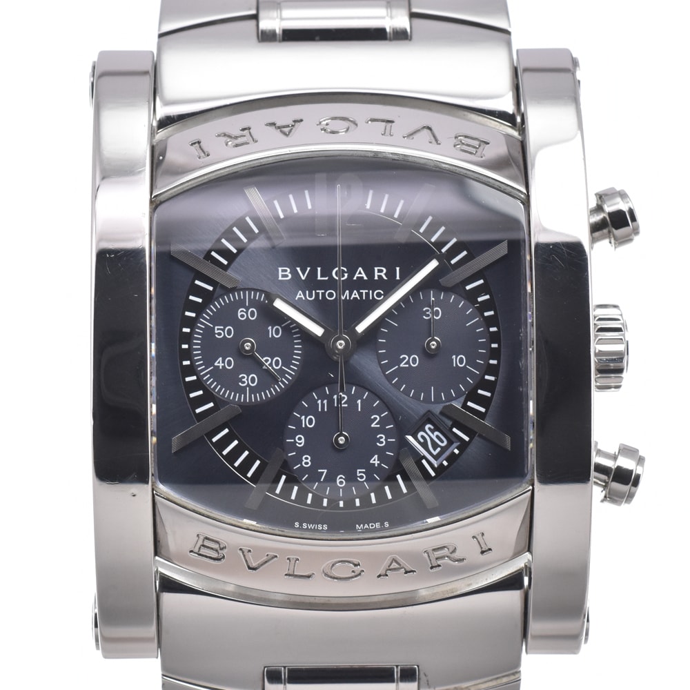 ブルガリ BVLGARI AA44SCH アショーマ クロノグラフ グレー 自動巻き メンズ 良品 腕時計 N#150583