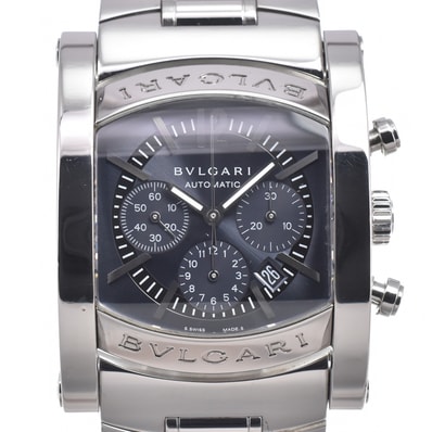 ブルガリ BVLGARI AA44SCH アショーマ クロノグラフ グレー 自動巻き メンズ 良品 腕時計 N#150583