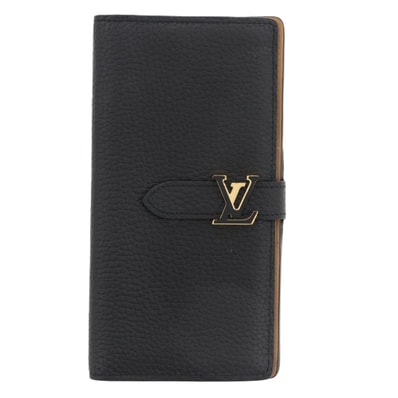 【値下げ】LOUIS VUITTON ルイ・ヴィトン LV ヴェルティカル ウォレット 長財布 M81330 レザー ブラック レディース【中古】