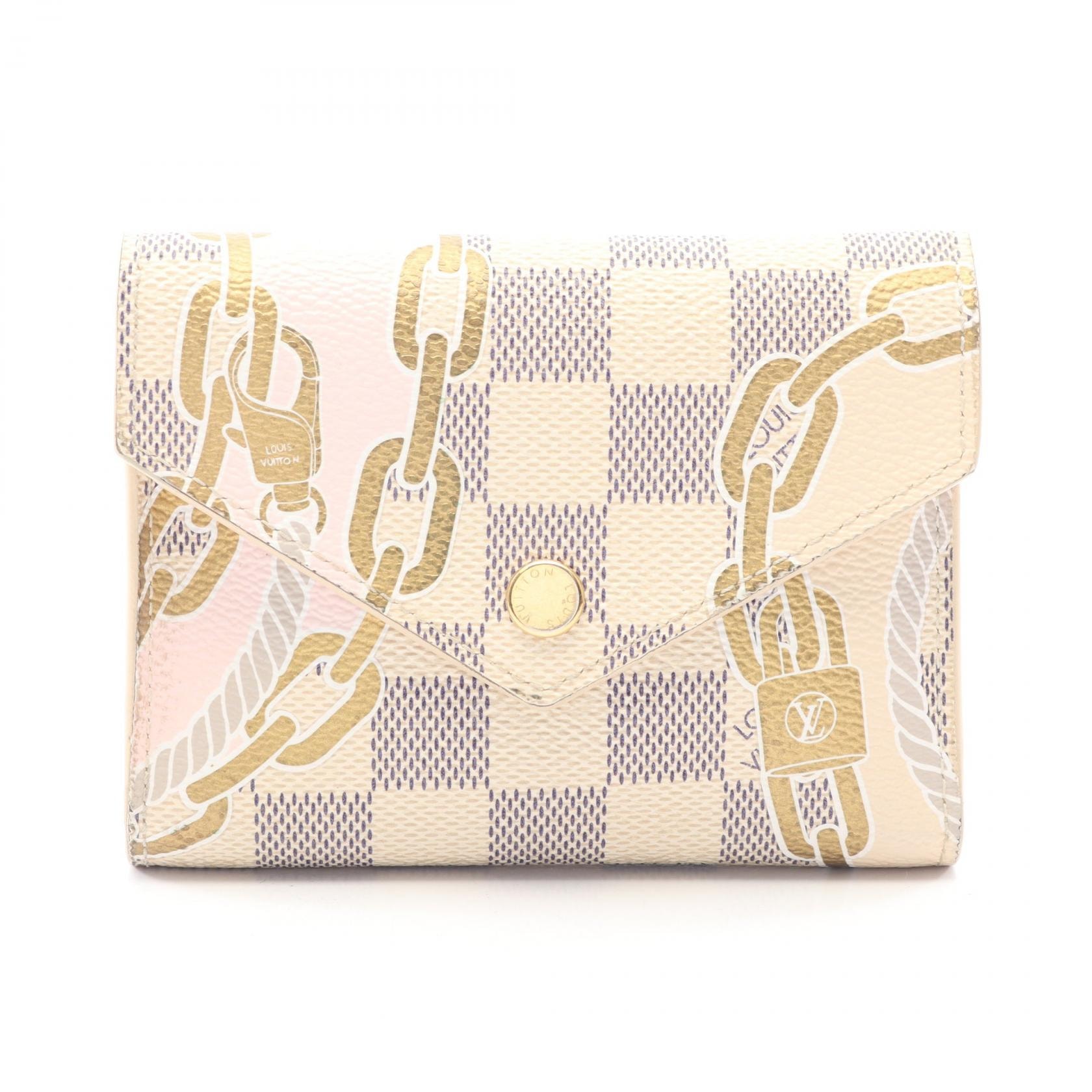 ルイ・ヴィトン LOUIS VUITTON ポルトフォイユ ヴィクトリーヌ ダミエアズール ノーティカル 三つ折り財布 財布 PVC レディース ホワイト系 / マルチカラー N40468 【中古】