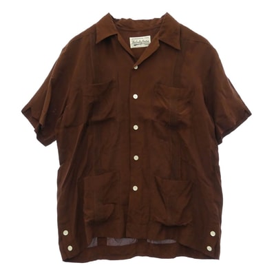 WACKO MARIA ワコマリア CUBA SHIRT キューバシャツ ピンタック ポケット 半袖 シャツ ブラウン系 M【中古】