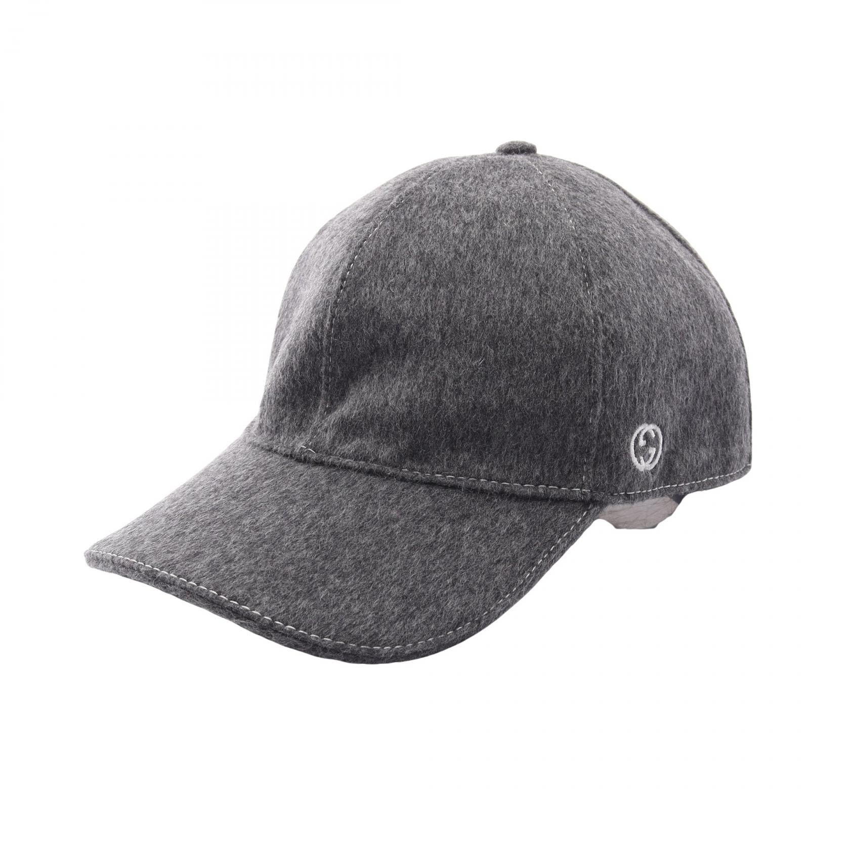 グッチ GUCCI インターロッキングG キャップ 帽子 ウール メンズ レディース グレー系 【中古】