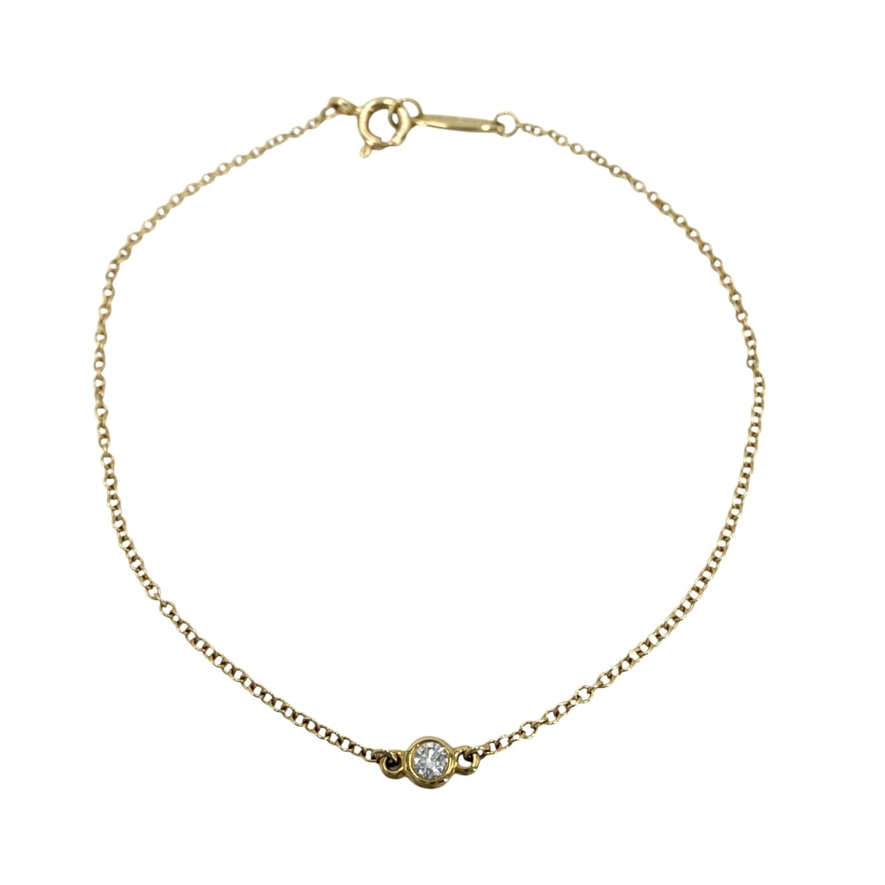 TIFFANY&Co. ティファニー ブレスレット バイザヤード 1Pダイヤ エルサペレッティ シングル アクセサリー ジュエリー 18金YG Au750 K18イエローゴールド ダイヤモンド レディース 約1g 美品【中古品】