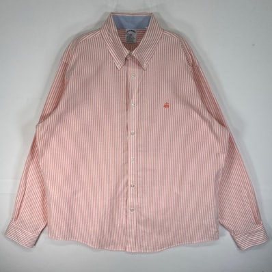 古着 ブルックスブラザーズ Brooks Brothers 長袖シャツ ロゴ 刺繍 ボタンダウン 1818 REGENT L ピンク系 ストライプ メンズ
