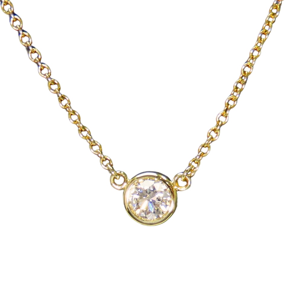 【中古】 ティファニー ネックレス バイザヤード エルサペレッティ K18YG ダイヤモンド 約1.9g イエローゴールド 1PD シンプル ジュエリー レディース 女性 TIFFANY&Co.