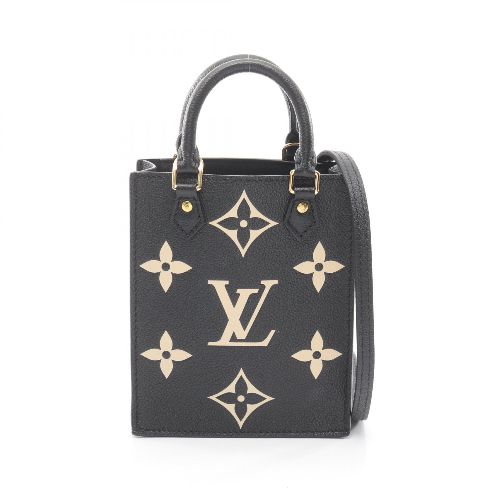 ルイ・ヴィトン LOUIS VUITTON プティット サックプラ バイカラー ハンドバッグ バッグ レザー モノグラム・アンプラント ベージュ レディース ブラック系 / ベージュ系 M57937 【中古】