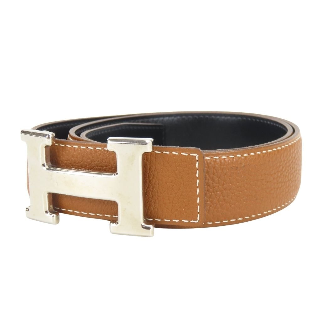 【中古】 エルメス ベルト コンスタンス 80 トゴ ボックスカーフ ゴールド ブラック シルバー金具 □H刻印 リバーシブル Hベルト レディース メンズ HERMES