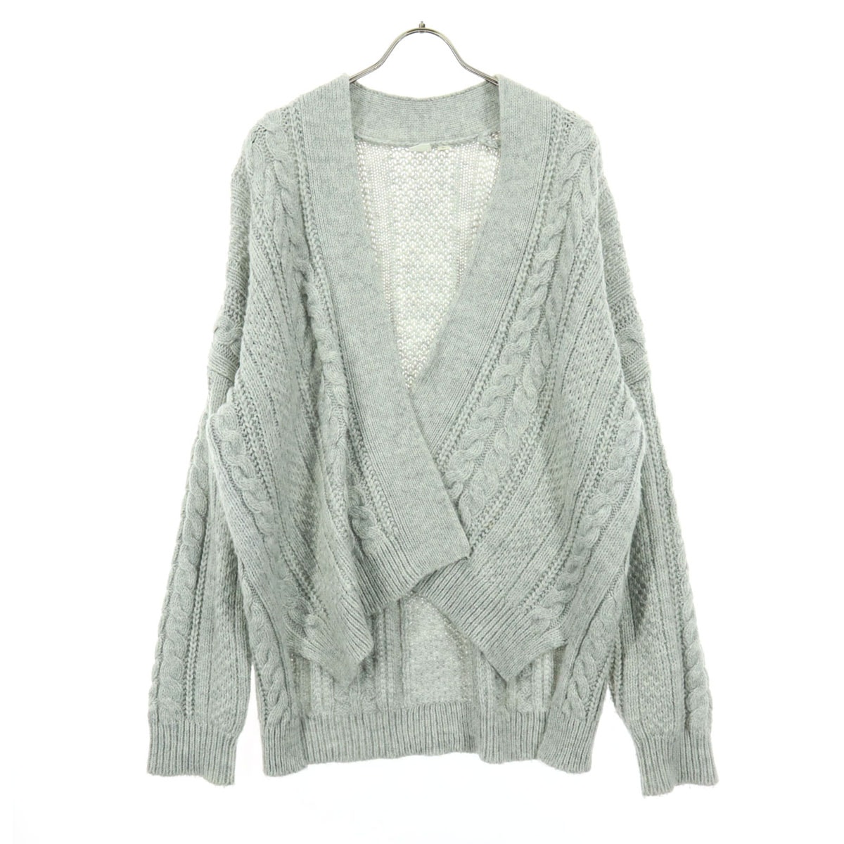 GAP ギャップ フィッシャーマン 長袖 ケーブル編み ニットカーディガン M グレー
