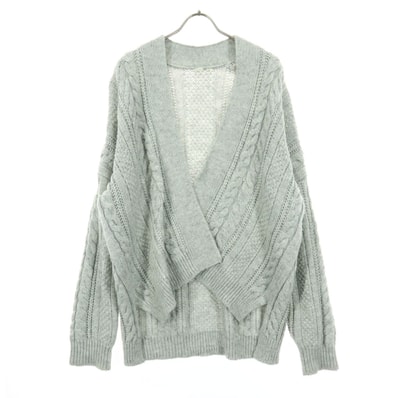 GAP ギャップ フィッシャーマン 長袖 ケーブル編み ニットカーディガン M グレー