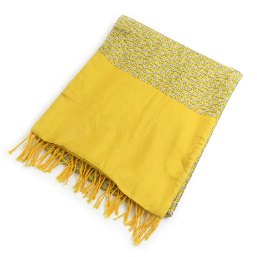 エルメス HERMES マフラー カシミヤ/ウール イエロー/グレー/グリーン レディース【中古】 e61747a