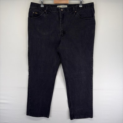 古着 リー Lee デニム パンツ Gパン ジッパーフライ 大きいサイズ ブラックデニム 5ポケット ジップ w42 L30 ブラック系 メンズ