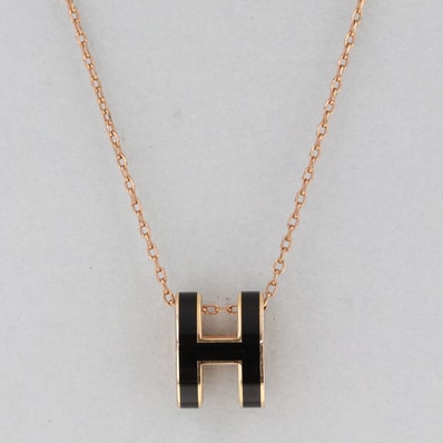 【最終値下げ】HERMES エルメス ポップアップ ペンダントネックレス ネックレス 真鍮 ブラック ゴールド金具 レディース【中古】