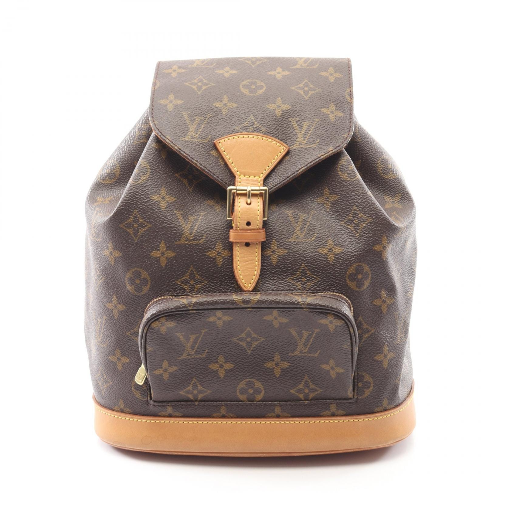 ルイ・ヴィトン LOUIS VUITTON モンスリMM リュックサック バックパック バッグ PVCコーティングキャンバス レザー モノグラム レディース ブラウン系 M51136 【中古】