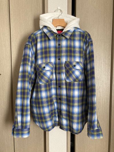 Supreme Hooded Flannel Zip Up Shirt "Blue"