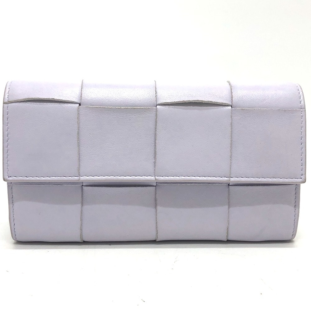 ボッテガヴェネタ BOTTEGA VENETA マキシ 667433 イントレチャート 2つ折り 長財布 レザー パープル