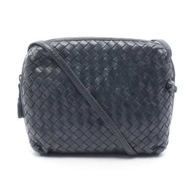ボッテガヴェネタ BOTTEGA VENETA イントレチャート ショルダーバッグ バッグ レザー レディース ネイビー系 【中古】