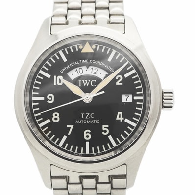 ★最終価格★SALE【6wcd0335】IWC アイダブリューシー シャフハウゼン パイロット・ウォッチ フリーガー UTC IW325102 黒文字盤【中古】腕時計 メンズ