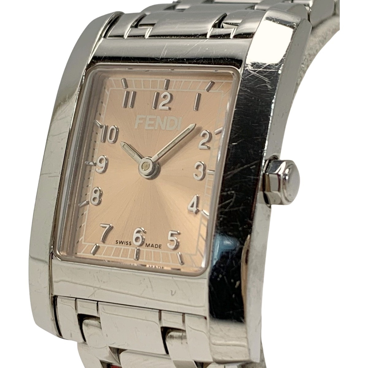 ☆☆FENDI フェンディ スクエアフェイス ステンレススチール 060-7000L-451 ピンク系 腕時計 クォーツ レディース