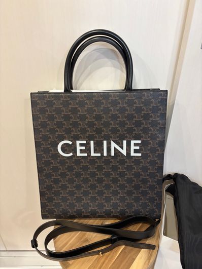 CELINE Medium Vertical Cabas In Triomphe Canvas With Celine Print "Black"
