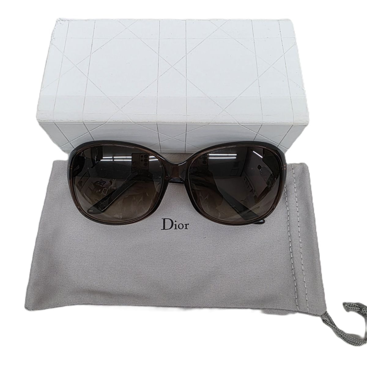 Christian Dior クリスチャンディオール カナージュ ロゴ サングラス プラスチック ブラウン  レディース【中古】