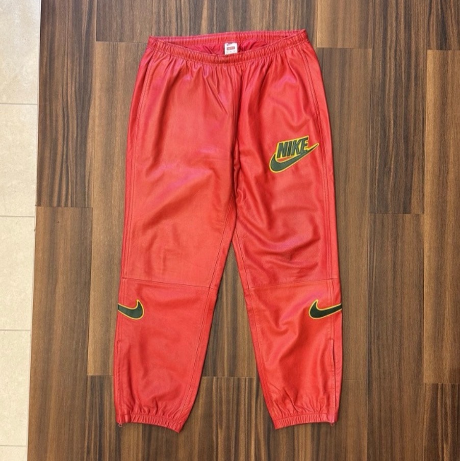 Supreme x Nike Leather Warm Up Pant "Red"