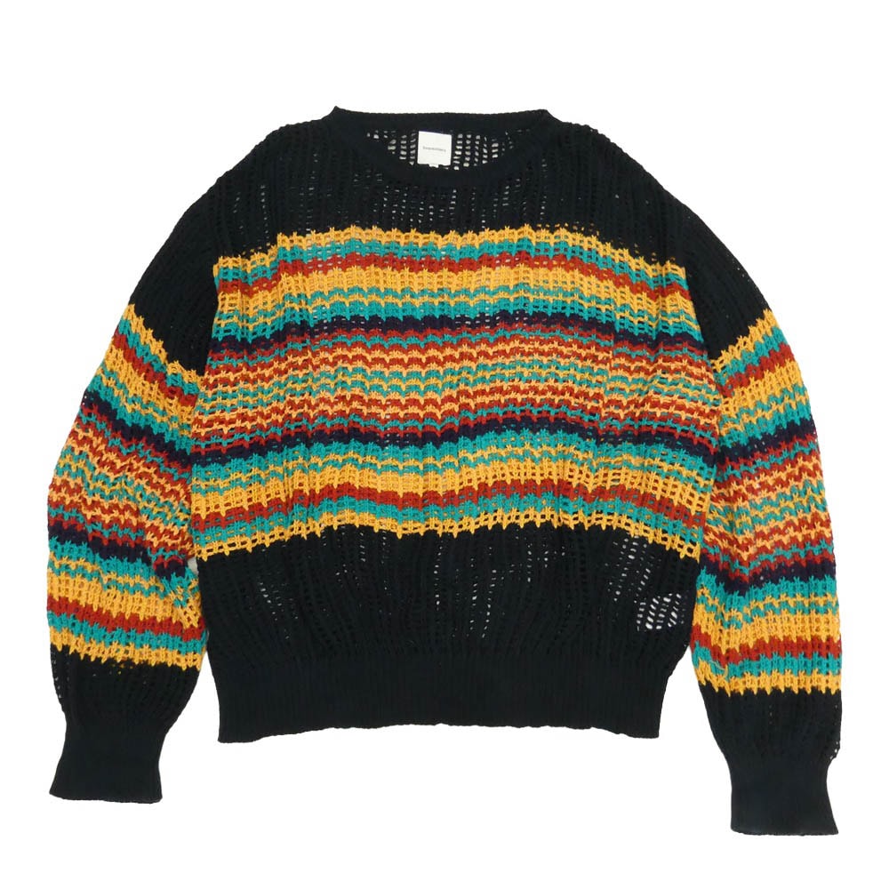 SASQUATCHfabrix. サスクワァッチファブリックス 25SS 25SS-KNN-001 MESH KNIT MEX BORDER メッシュ ボーダー ニット ダークネイビー系 マルチカラー系 XL【中古】