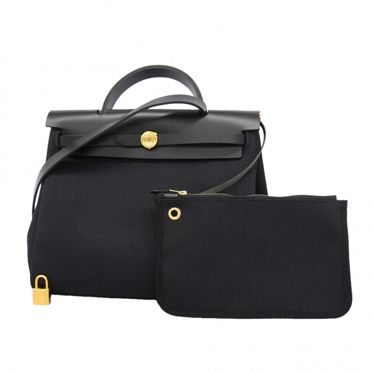 【6gd5193】エルメス ハンドバッグ エールバッグジップPM トワルミリタリー ブラック ゴールド金具 Y刻印 2wayバッグ【中古】レディース
