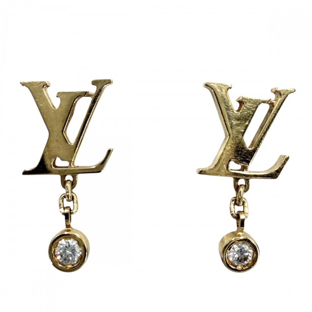 LOUIS VUITTON ルイヴィトン ピアス イディール ブロッサム LV アクセサリー ジュエリー Au750 18金YG K18イエローゴールド    ダイヤモンド0.03(1個あたり)ct Q96495 レディース 約2.2g【中古品】