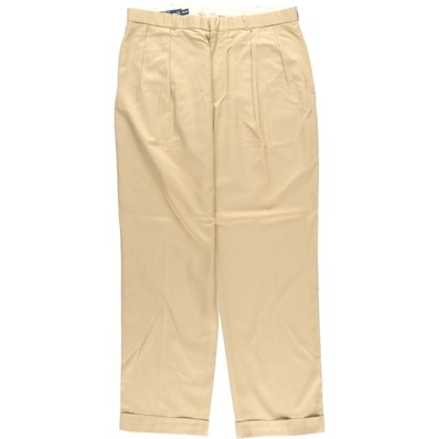 古着 ラルフローレン Ralph Lauren POLO by Ralph Lauren ツータック シルク×コットン スラックスパンツ メンズw36相当/eaa611825