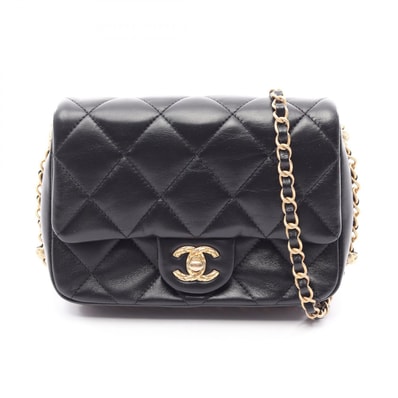 シャネル CHANEL マトラッセ スモールフラップ ショルダーバッグ バッグ ラムスキン(羊革) レディース ブラック系 【中古】
