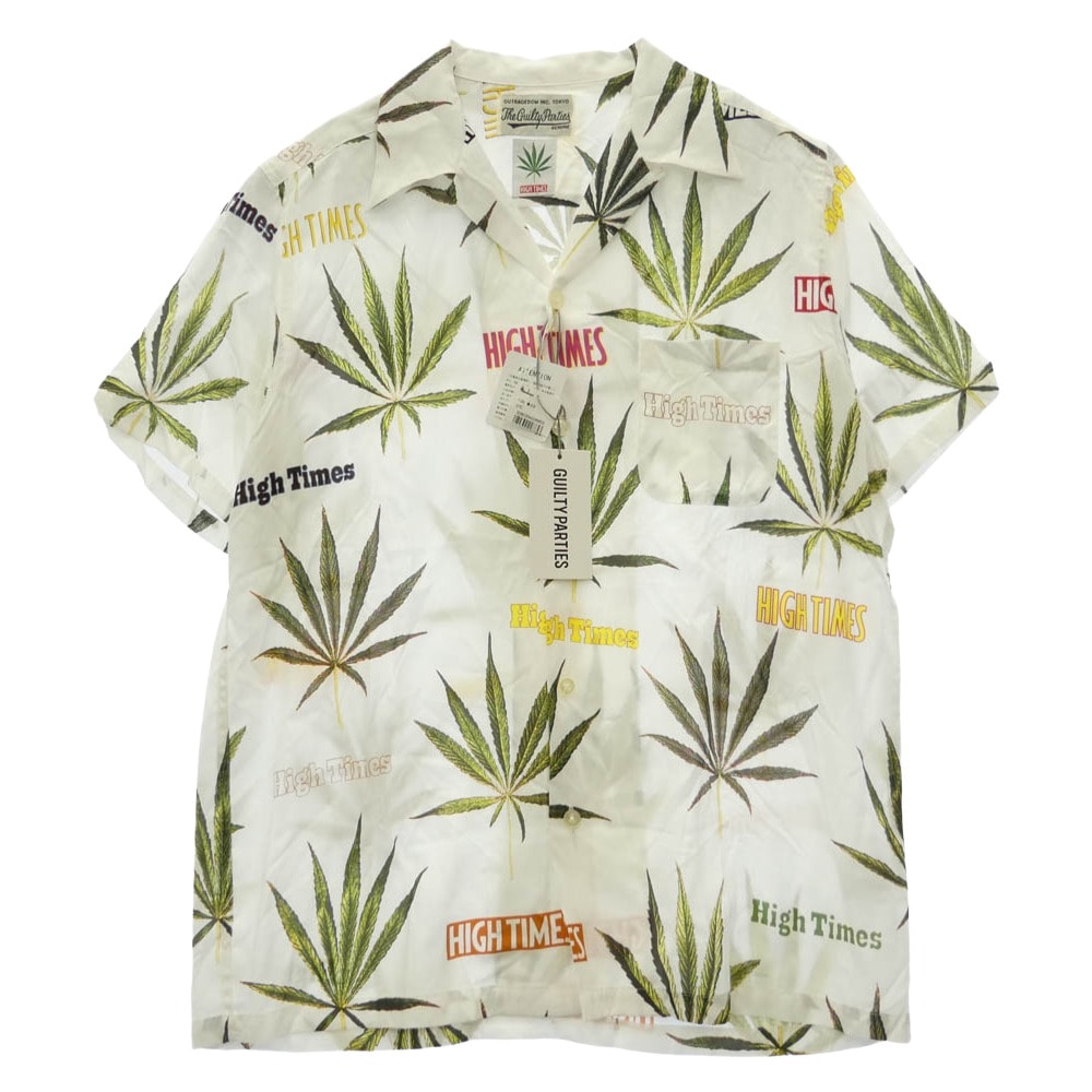 WACKO MARIA ワコマリア 18SS HIGHTIMES-WM-HI02 hightimes hawaiian shirt ハイタイムス ハワイアン 半袖シャツ ホワイト系 L【中古】