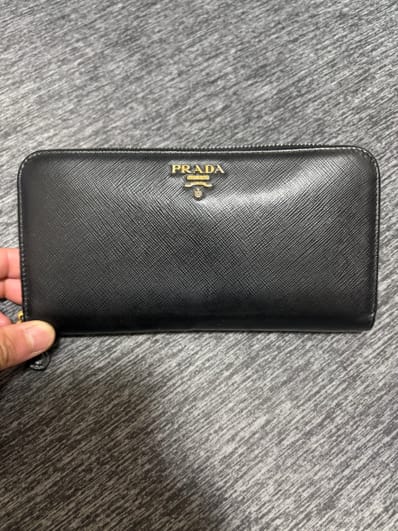 PRADA Large Saffiano Leather Wallet "Black"