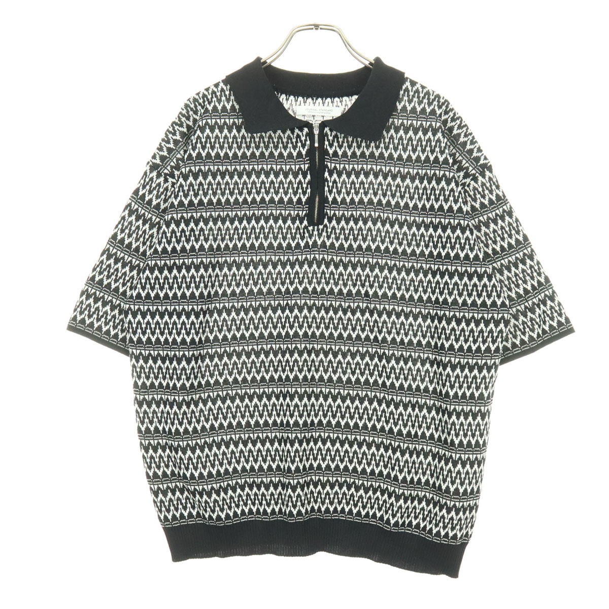 JOURNAL STANDARD ジャーナルスタンダード 半袖 ハーフジップ ニット ポロシャツ L ブラック
