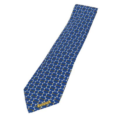 【中古】 エルメス ネクタイ トヨタ限定品 シルク ブルー ホワイト スーツ 総柄 ビジネス メンズ 男性 HERMES
