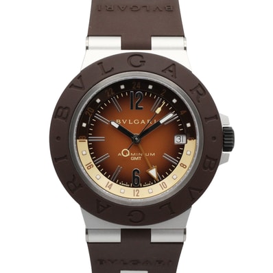 ブルガリ BVLGARI アルミニウム GMT 腕時計 時計 ラバーベルト アルミニウム メンズ ブラウン系 BB40ATGMT 【中古】