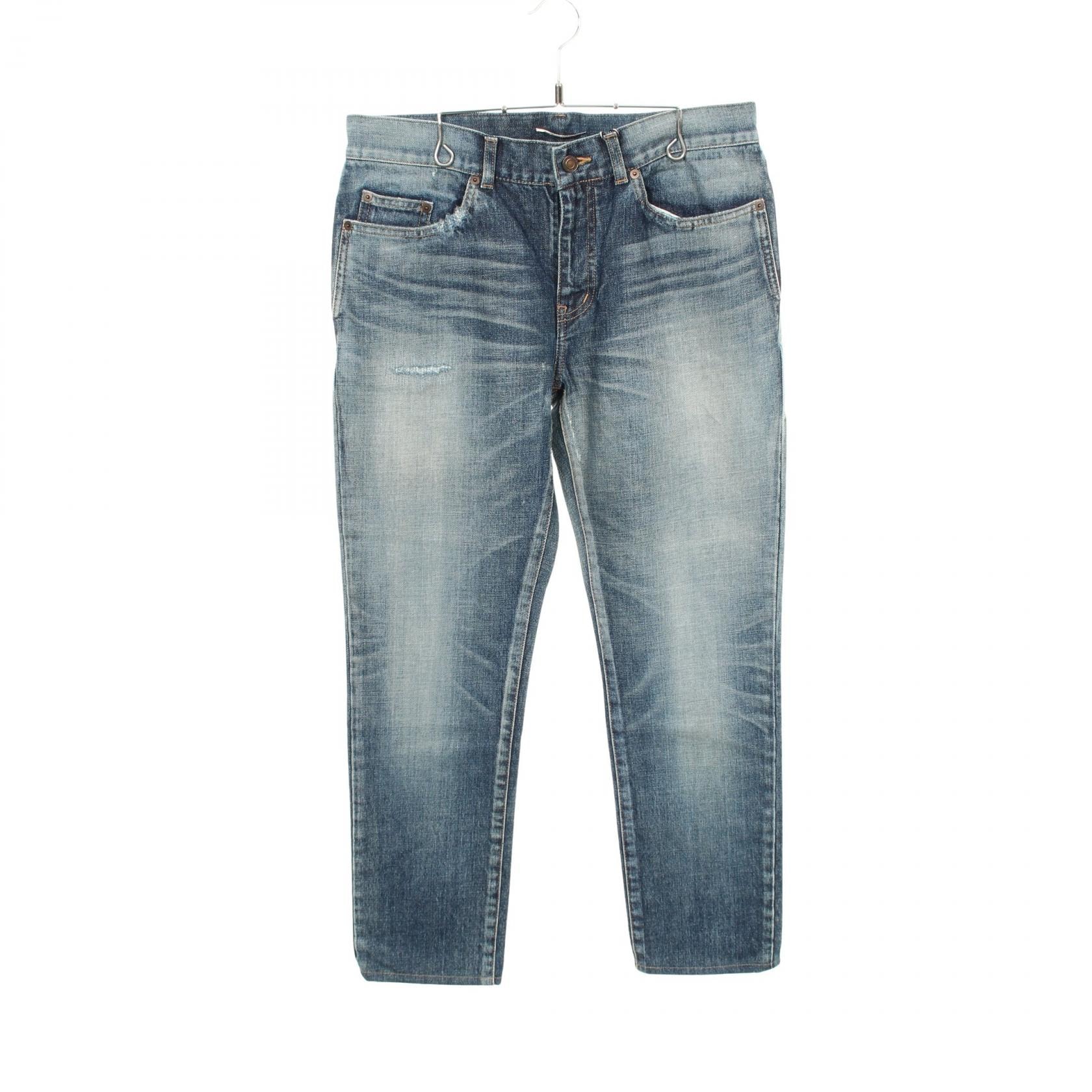 サンローランパリ SAINT LAURENT PARIS ダメージ加工 デニムパンツ 衣料品 ボトムス コットン メンズ ネイビー系 527503 【中古】