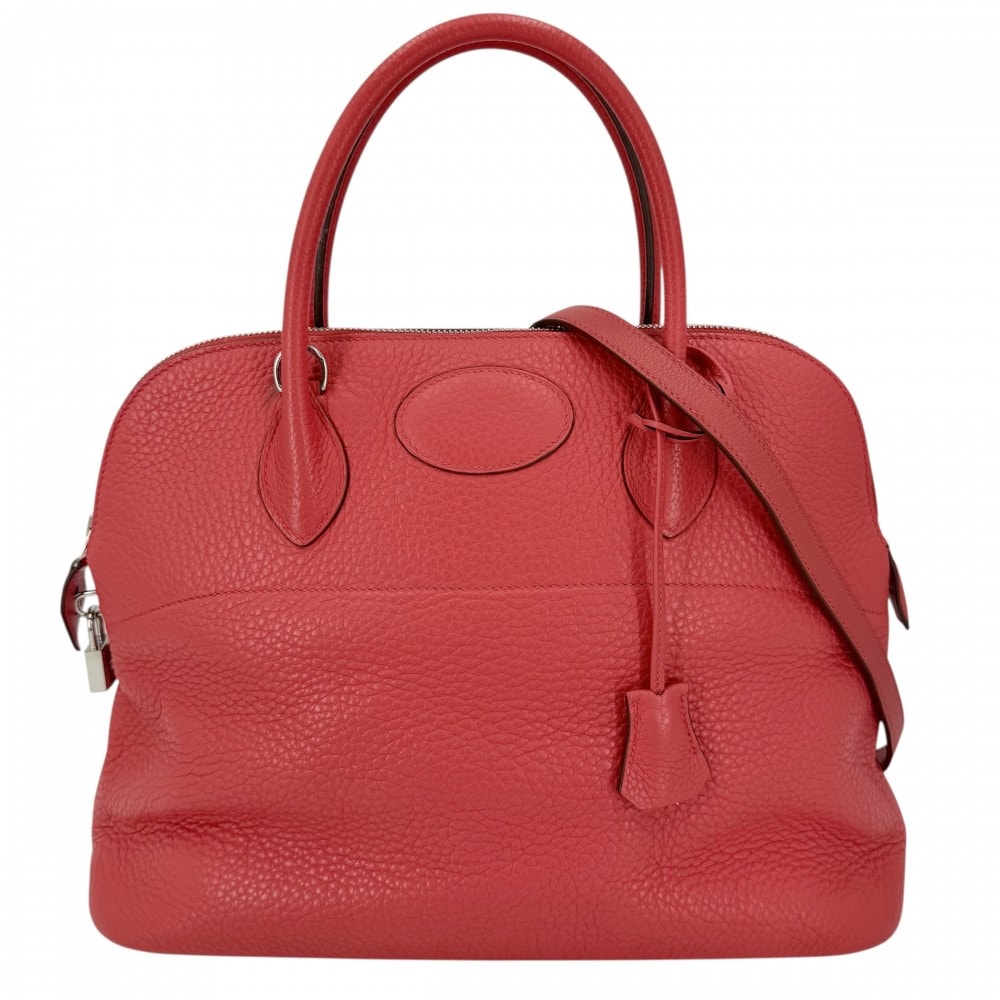 HERMES エルメス 2WAY ボリード35 ハンドバッグ ショルダーバッグ 肩掛け 斜め掛け □N レザー    レッド系 シルバー金具 レディース 2010年【中古品】