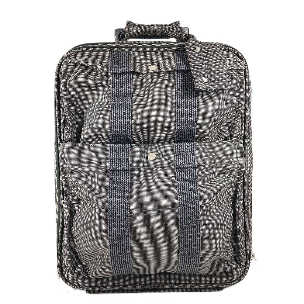 エルメス HERMES 2輪 スーツケース ロゴ トラベルバッグ 旅行バッグ カバン キャリーバッグ キャンバス グレー