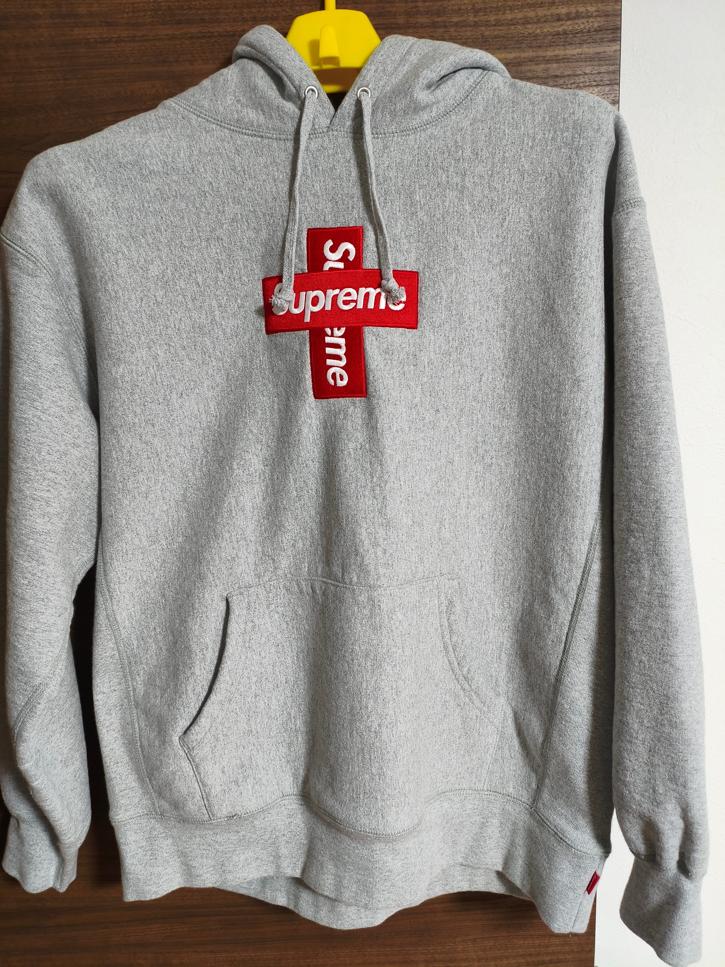 Supreme Cross Box Logo Hooded Sweatshirt "Grey"