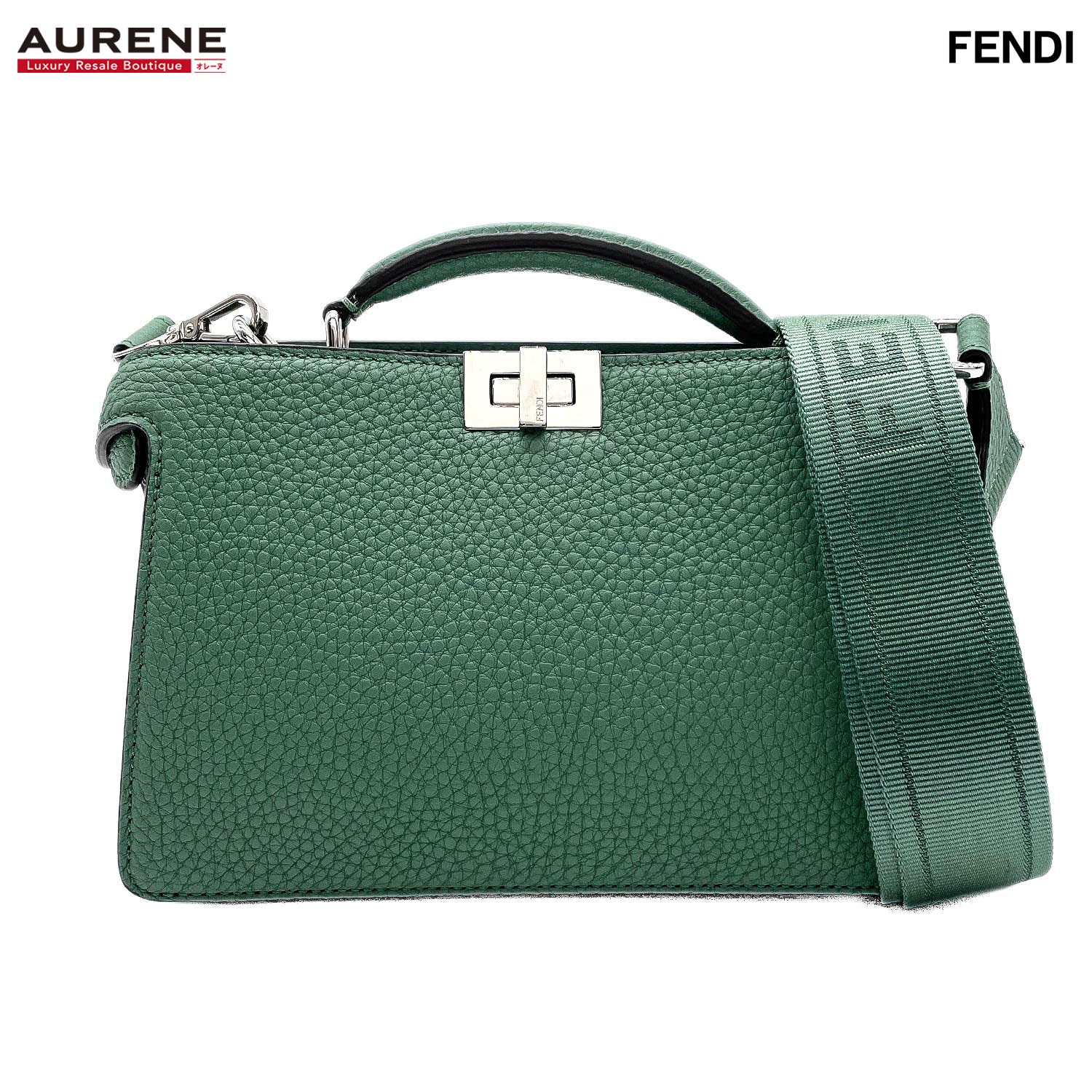FENDI フェンディ ショルダーバッグ ピーカブー IseeU アイシーユー 2WAY エックスクロス 7VA582 レザー グリーン ユニセックス 【中古】