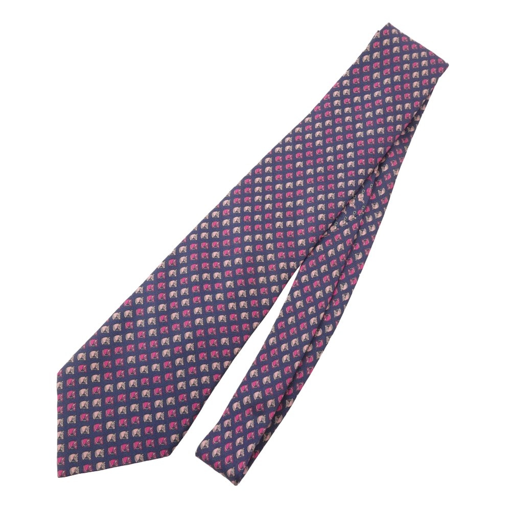 C (やや傷や汚れあり)】HERMES エルメス ネクタイ 馬柄 総柄 シルク