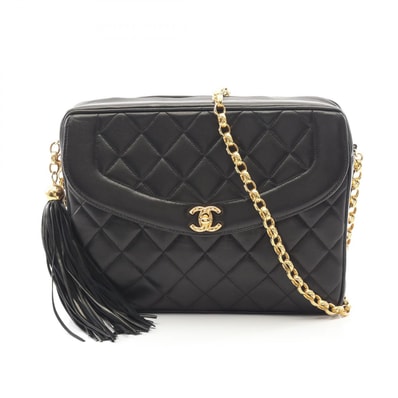 シャネル CHANEL マトラッセ ダイアナフラップ ショルダーバッグ バッグ ラムスキン(羊革) レディース ブラック系 【中古】