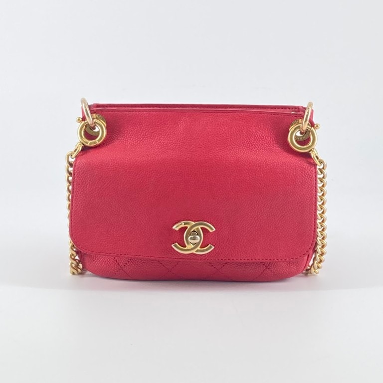 CHANEL(シャネル) マトラッセ ビジネスアフィニティ キャビアスキン 23番台 ショルダーバッグ レッド