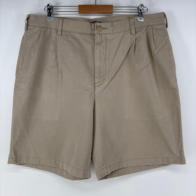 古着 ノーティカ NAUTICA ショートパンツ チノパン ワンポイントロゴ ハーフパンツ ジップ 大きいサイズ タック w38 ベージュ メンズ