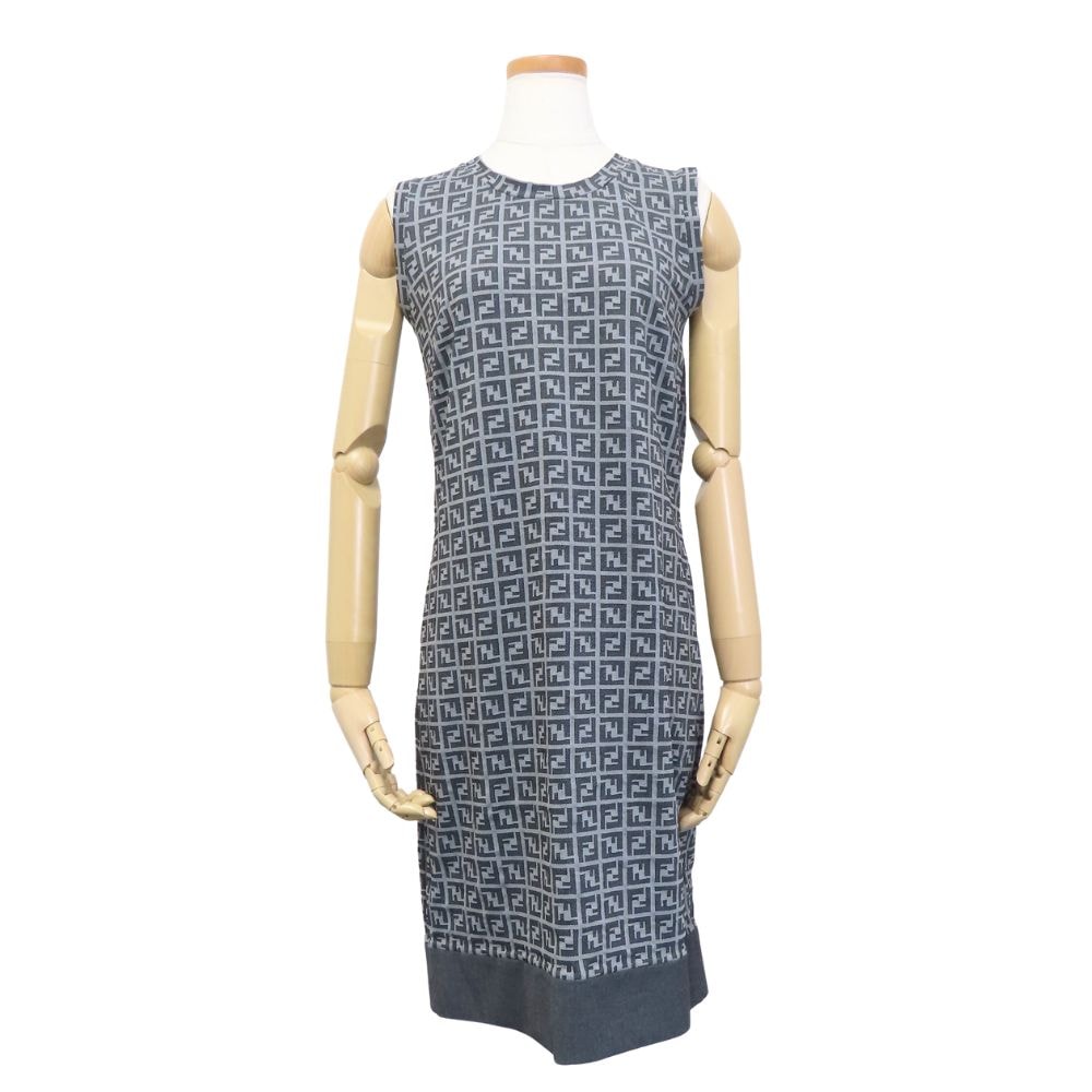 【中古】 フェンディ ワンピース ズッカ 44 ポリウレタン ポリアミド グレー レディース 女性 FENDI