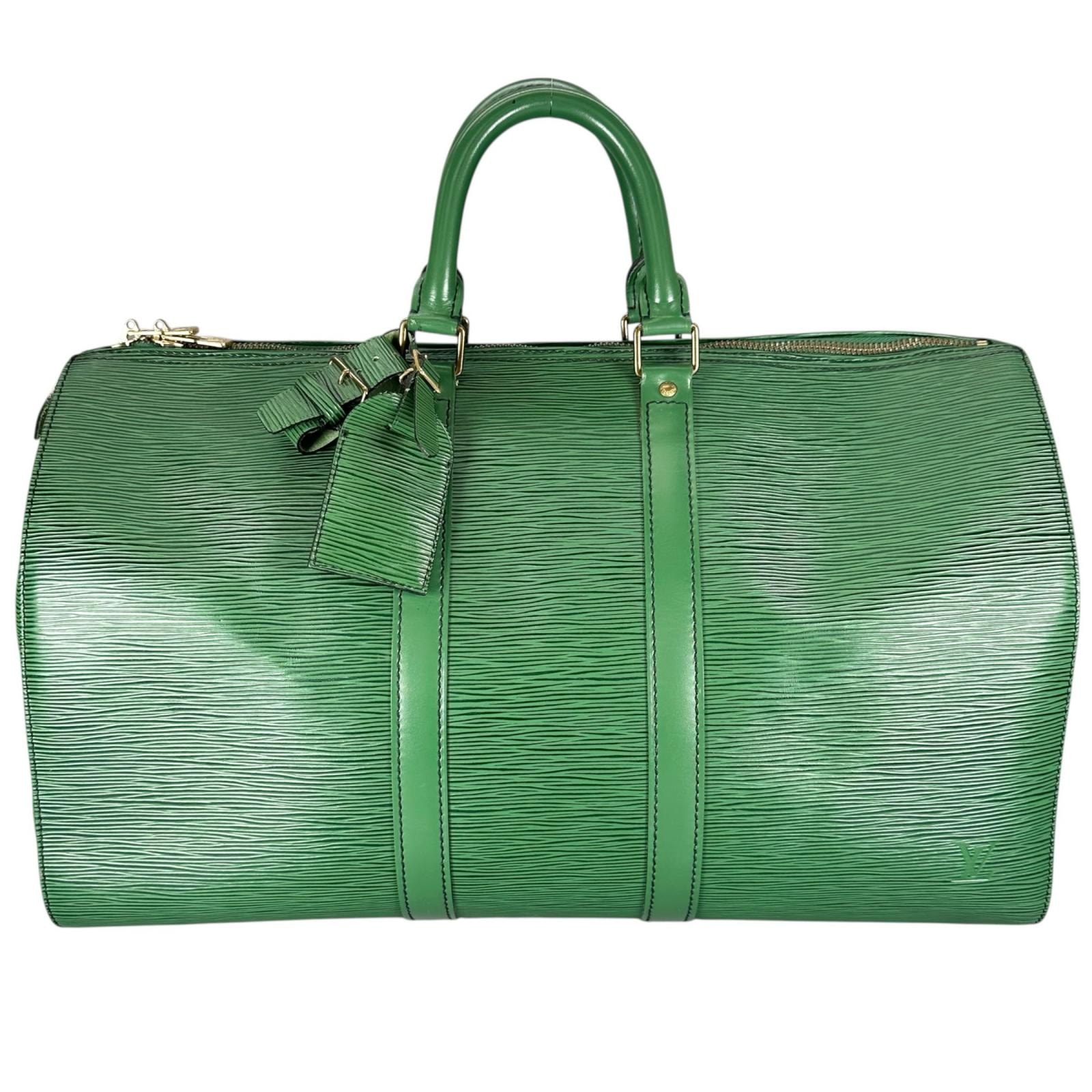 美品 LOUIS VUITTON ルイ・ヴィトン キーポル45 M42974 ボストンバッグ エピレザー グリーン ユニセックス【中古】